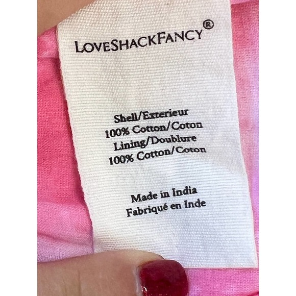 LoveShackFancy Peplum Top 3/4 Sleeve Square Neck Pink Tie Dye Size 6 100% Cotton - Picture 9 of 11